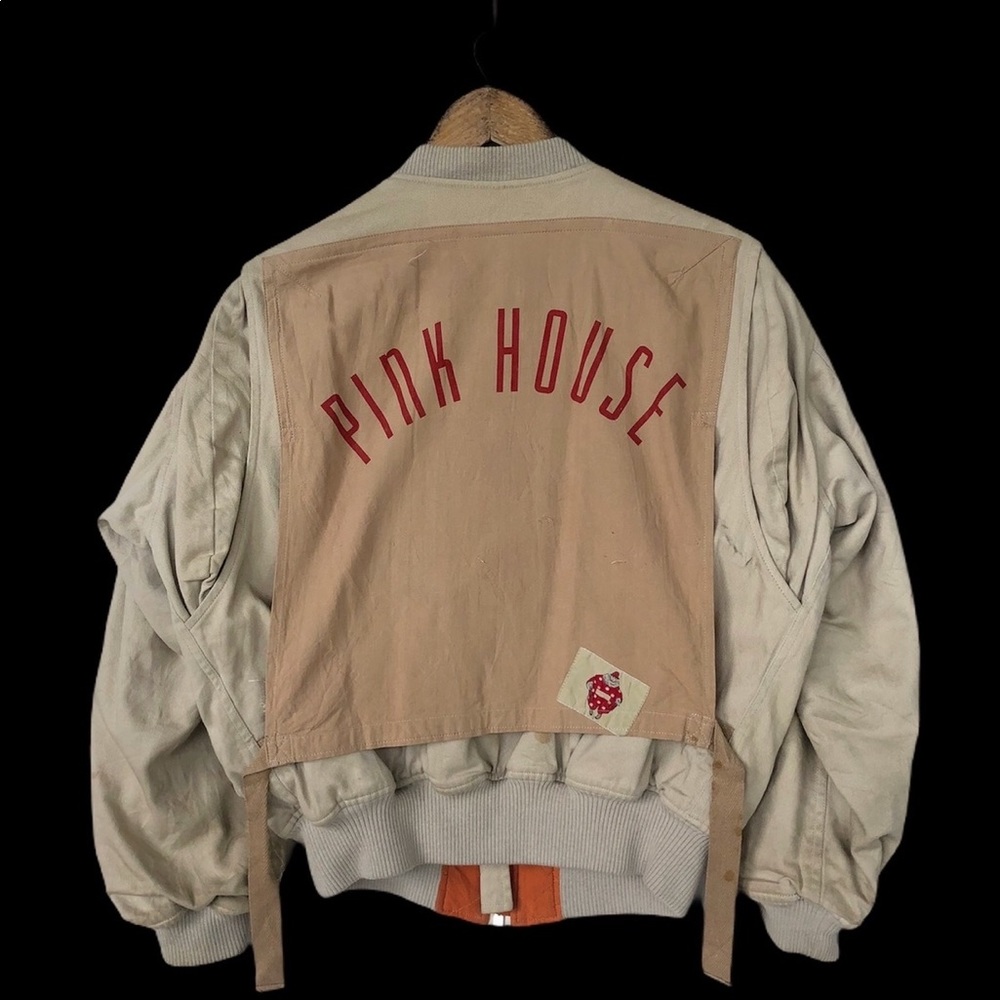 Vintage Pink House Patchwork MA-1 varsity jacket